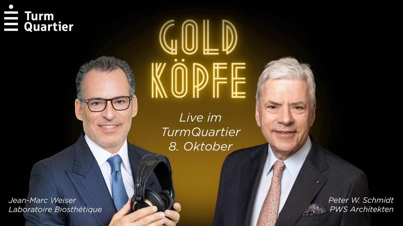 GOLDKÖPFE Live-Podcast im TurmQuartier Pforzheim am 8. Oktober, mit Jean-Marc Weiser (Laboratoire Biosthétique) und Peter W. Schmidt (PWS Architekten)